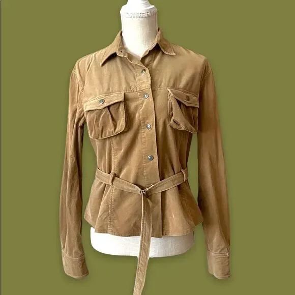 Vintage Max Studio.com Corduroy Belted Jacket Blouse - Picture 1 of 9